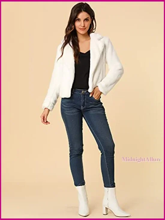 Cropped Faux Fur Jacket Shrug Loose Fit Soft Plush Open Front - Picture 3 of 6